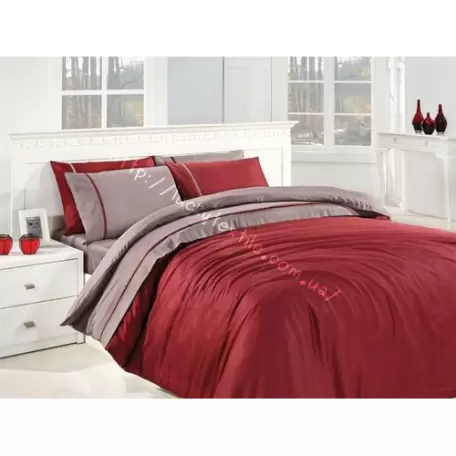 Комплект постельного белья First choice  S-034 Bordo vizon Евро