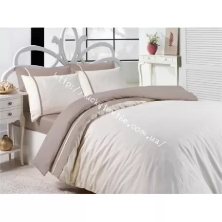 Комплект постельного белья First choice S-047 Fildisi vizon Евро