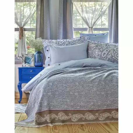 Комплект постельного белья Karaca Home “Talin” Mavi + пике