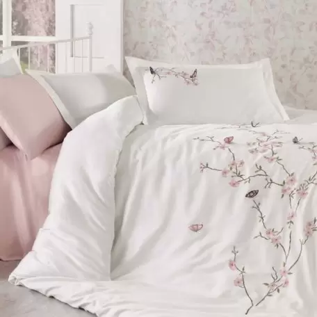 Комплект постельного белья Dantela Vita “Butterfly” Krem Pudra евро Комплект постельного белья Dantela Vita “Butterfly” Krem Pudra евро