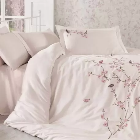 Комплект постельного белья Dantela Vita “Butterfly” Pudra евро Комплект постельного белья Dantela Vita “Butterfly” Pudra евро