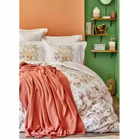 Комплект постельного белья Karaca Home “Elsira blush” + пике