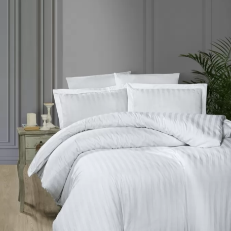 Комплект постельного белья FirstChoice Satin “Broad Line White”
