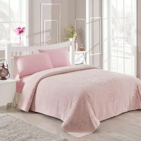 Махровое покрывало/простынь TAC Dama Pink 200×220 см