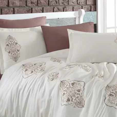 Комплект постельного белья Dantela Vita “Embroidered Ottoman kahve-krem”